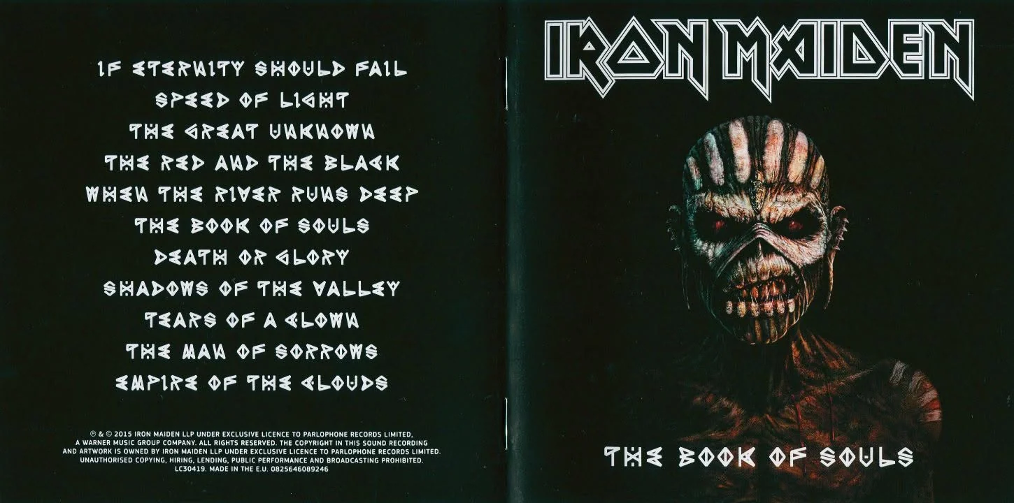 Open booklet spread from The Book of Souls