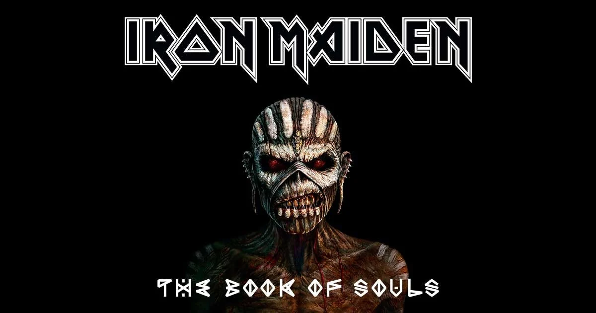 The Book of Souls cover artwork featuring Hunab-Ku lettering
