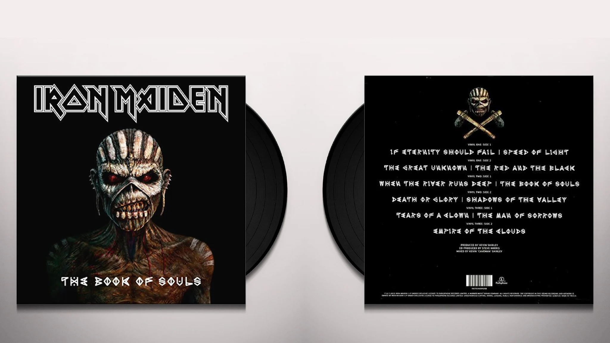 Front and back packaging presentation of The Book of Souls