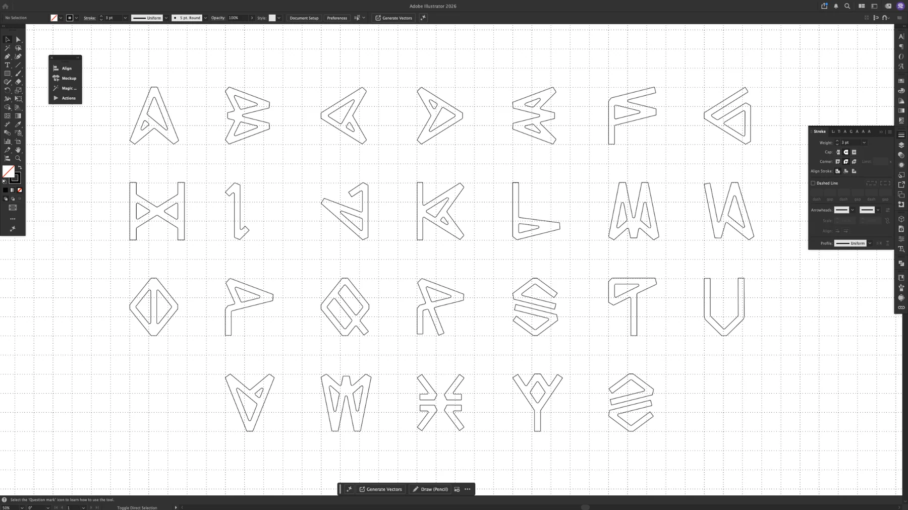 Hunab-Ku glyph development in Adobe Illustrator