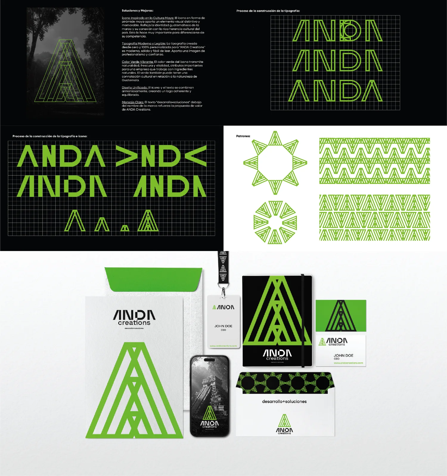 ANDA Creations — complete identity and custom typography composition